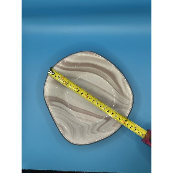 Vintage Alabaster Swirl Glass Bowl White & Taupe/Pink Fruit Centerpiece Signed - Picture 7 of 7